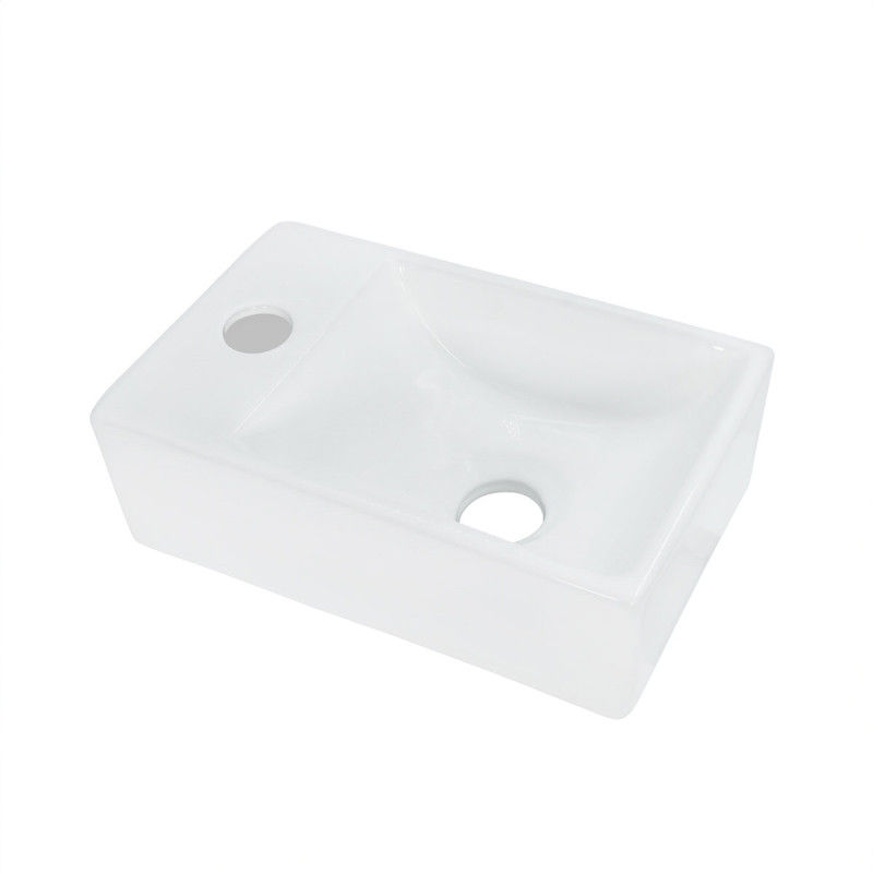 Keramik Design Handwaschbecken Weiß Hahnloch Links 30 x 18,5 x 9,5 cm