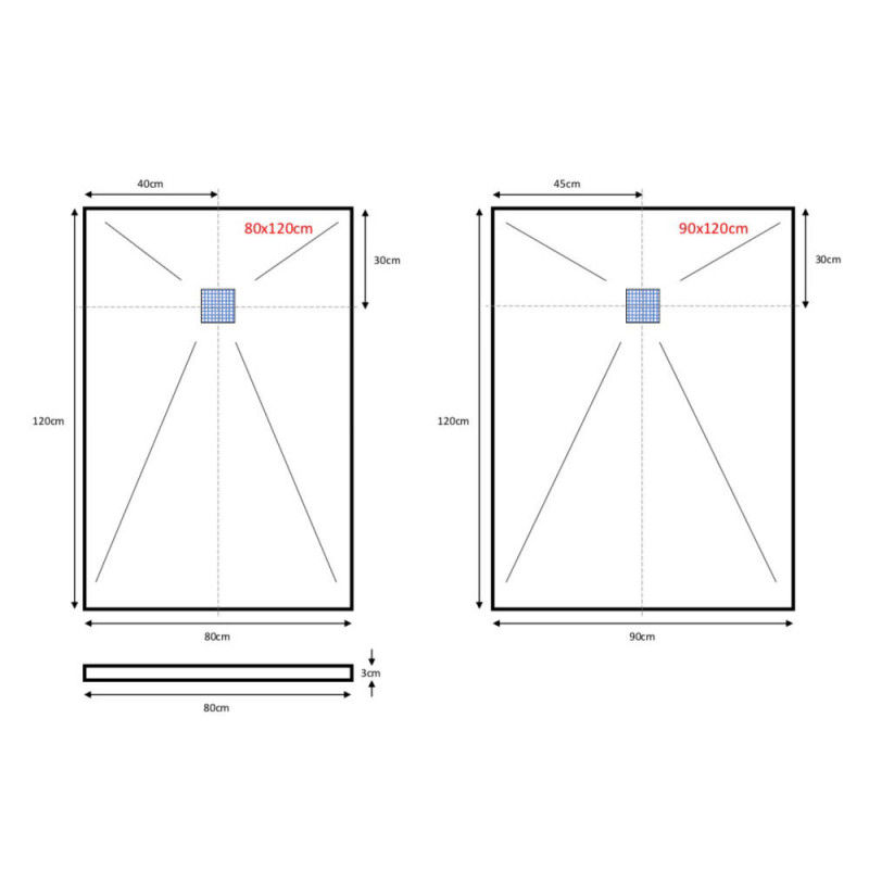 Miniaturbild: Duschwanne aus Kompositstein mit Schiefer-Muster flach (TxBxH) 140 x 90 x