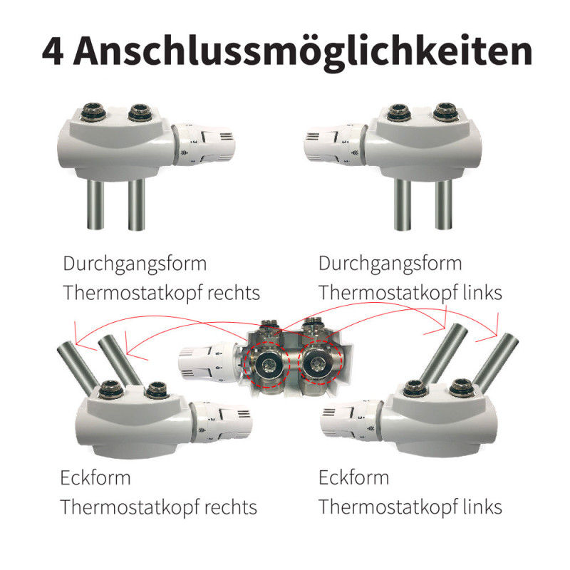 Miniaturbild: Ventil-Armaturen Set Multiblock Universal Eck- und Durchgangsform inkl. Thermost