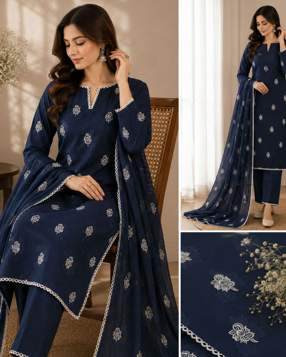 Lakhnavi designed Embroidery