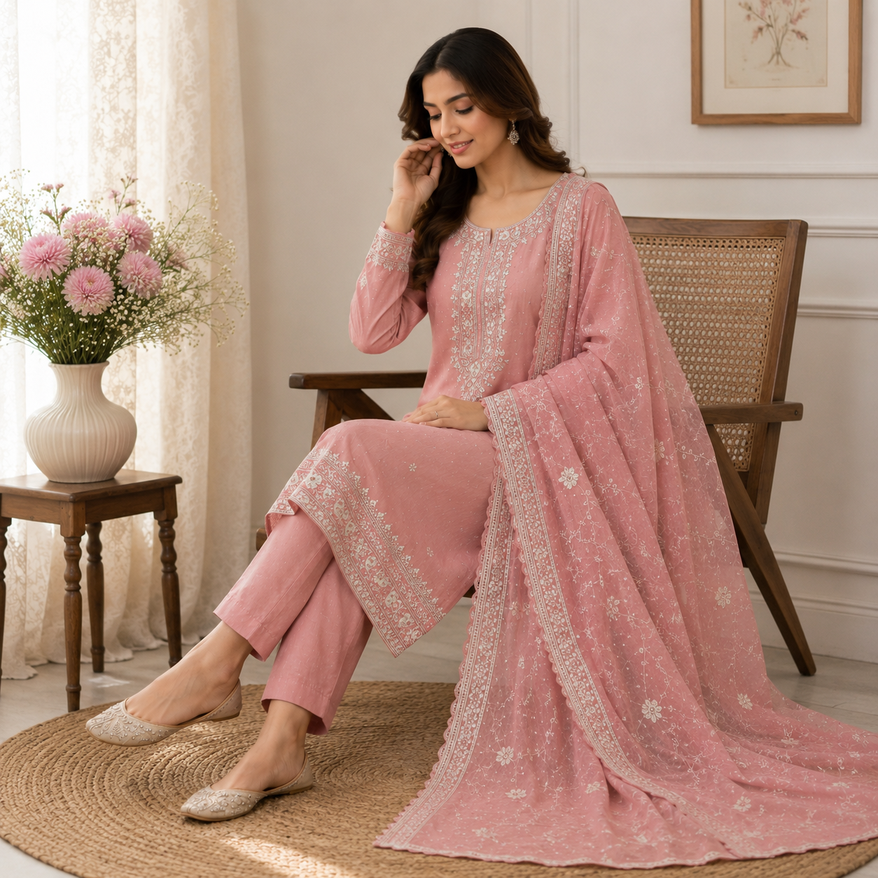 Premium Cotton Embroidered Suit Set
