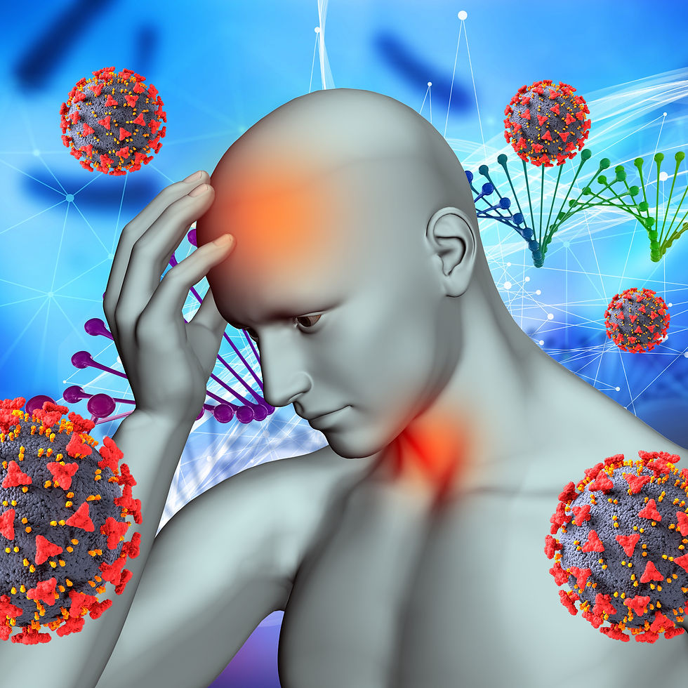 Image of person holding head surrounded by nerve endings to accompany understanding your pain and the pathway to chronic pain