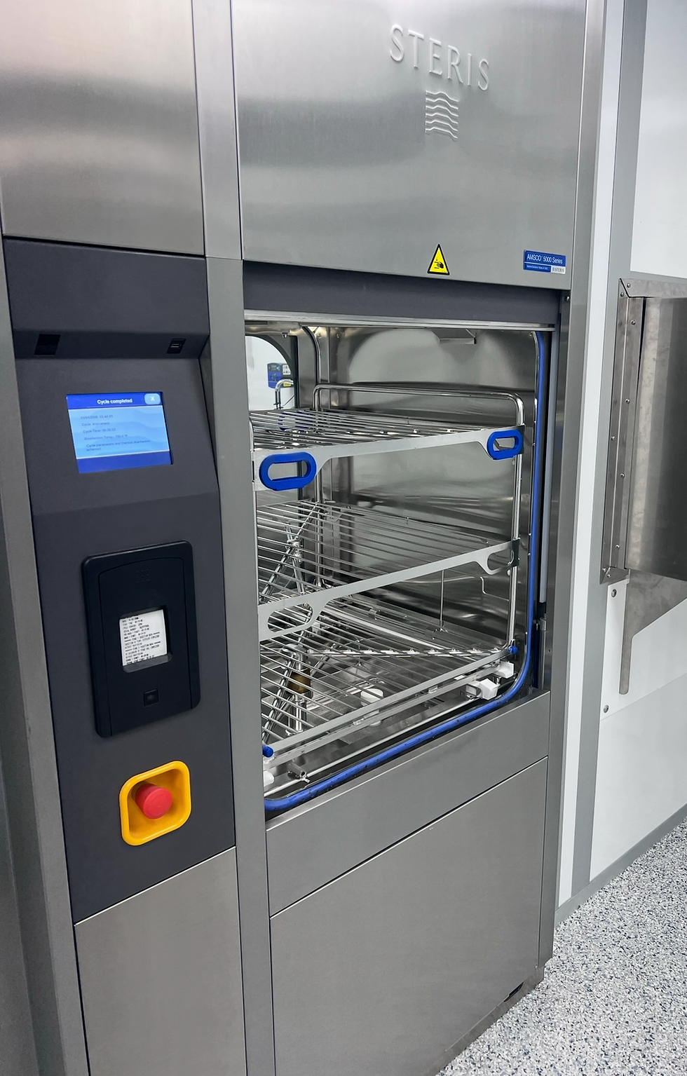 Sterilizer control panel and internal components during service