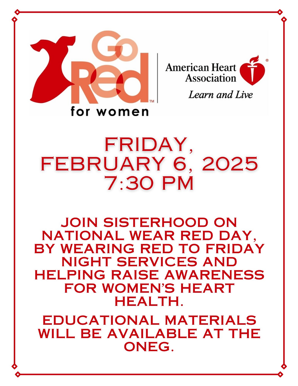 Sisterhood Red Shabbat