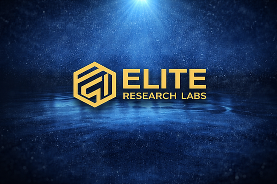 Elite Research Labs logo displayed on a blue laboratory-style background representing trusted research peptide sourcing and quality standards