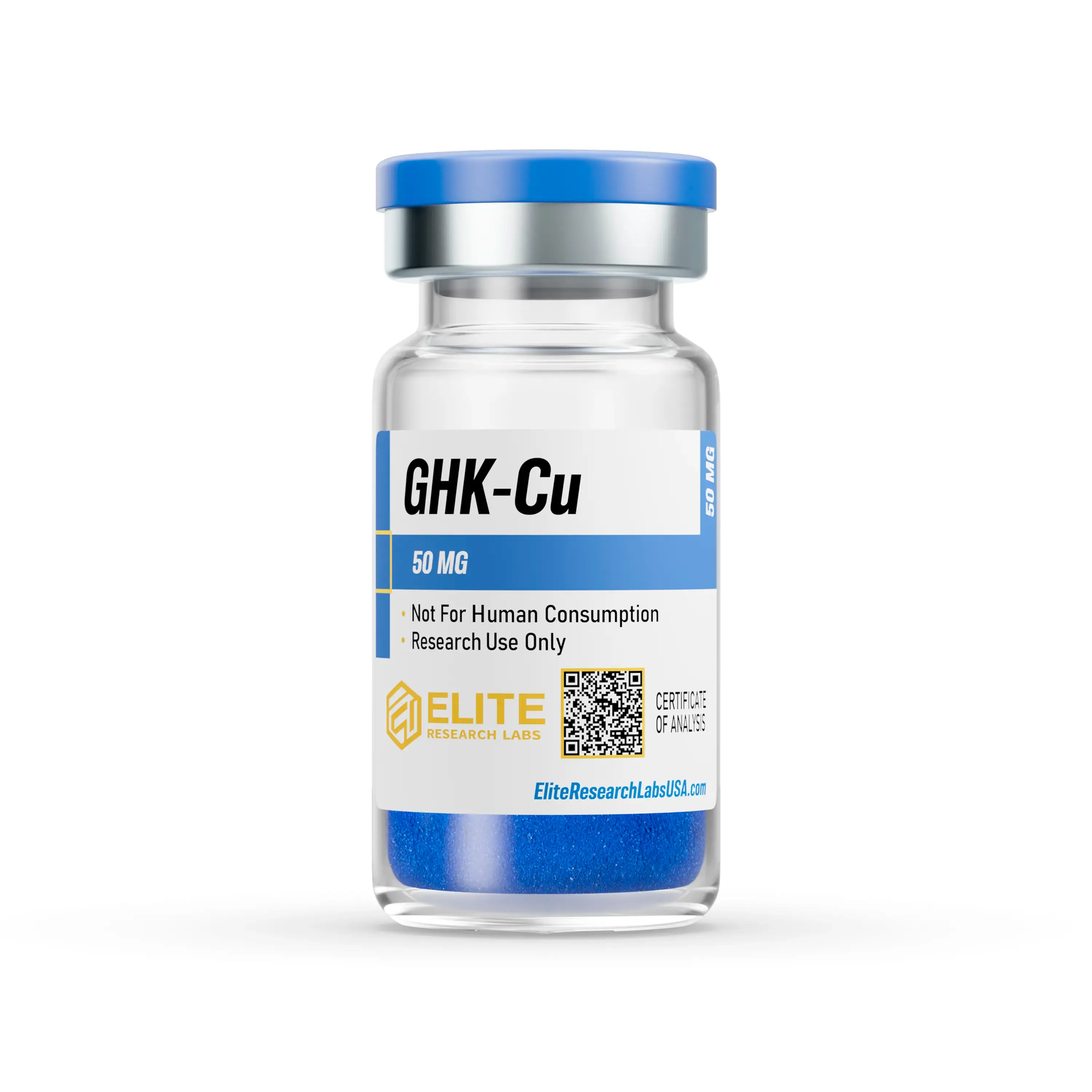 GHK-Cu 50mg research peptide vial by Elite Research Labs