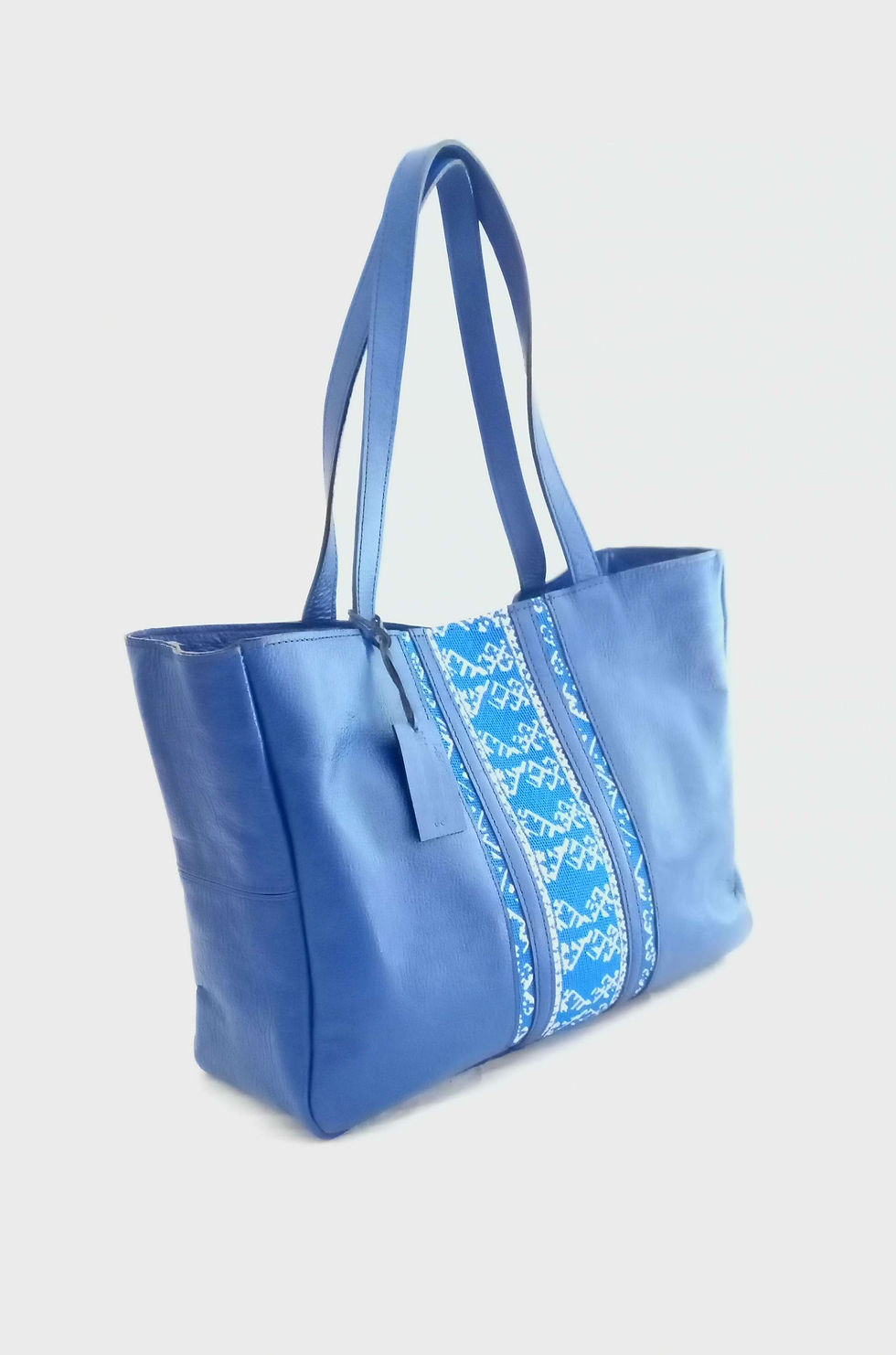 Miniature : Grand sac cabas  en cuir véritable brodé  