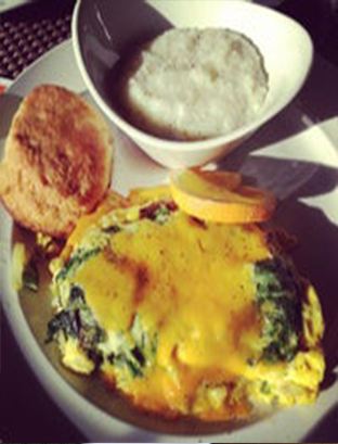 Veggie Omelet w/ Biscuits & Grits