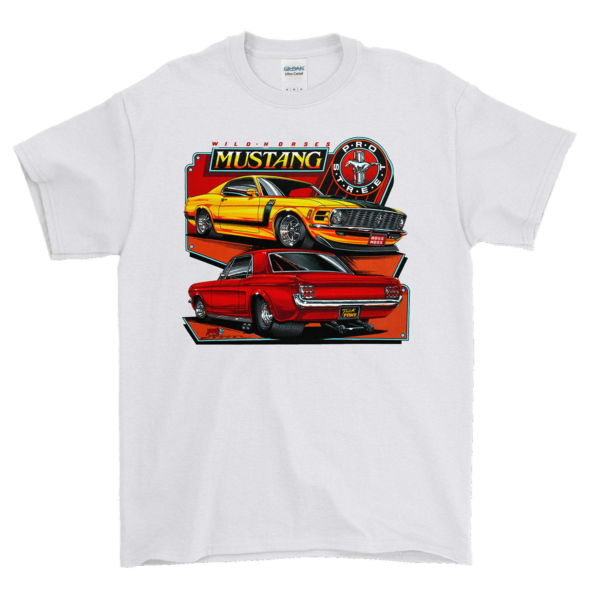 "Mustang Wild Horses" Vintage car T-Shirt, Brizio Products Tee