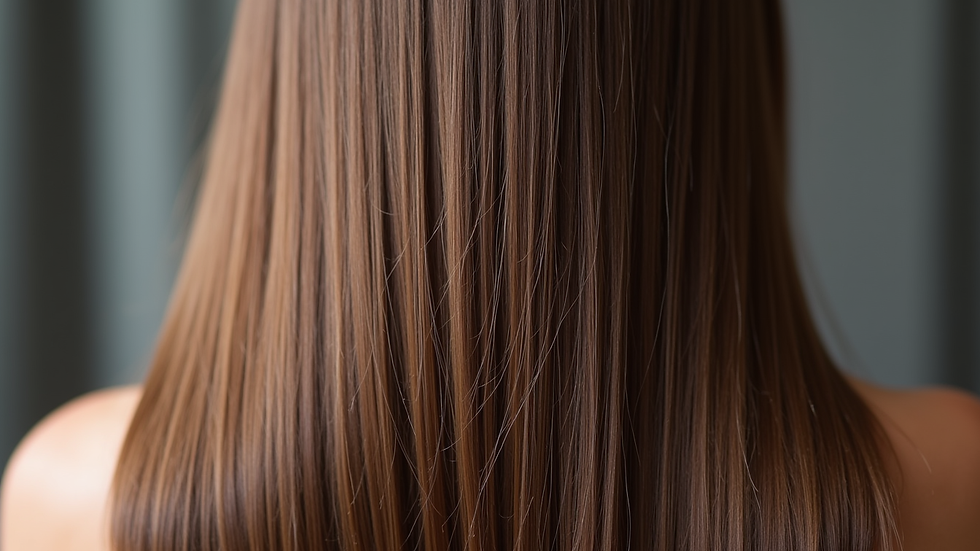 Close-up view of smooth, shiny hair after treatment
