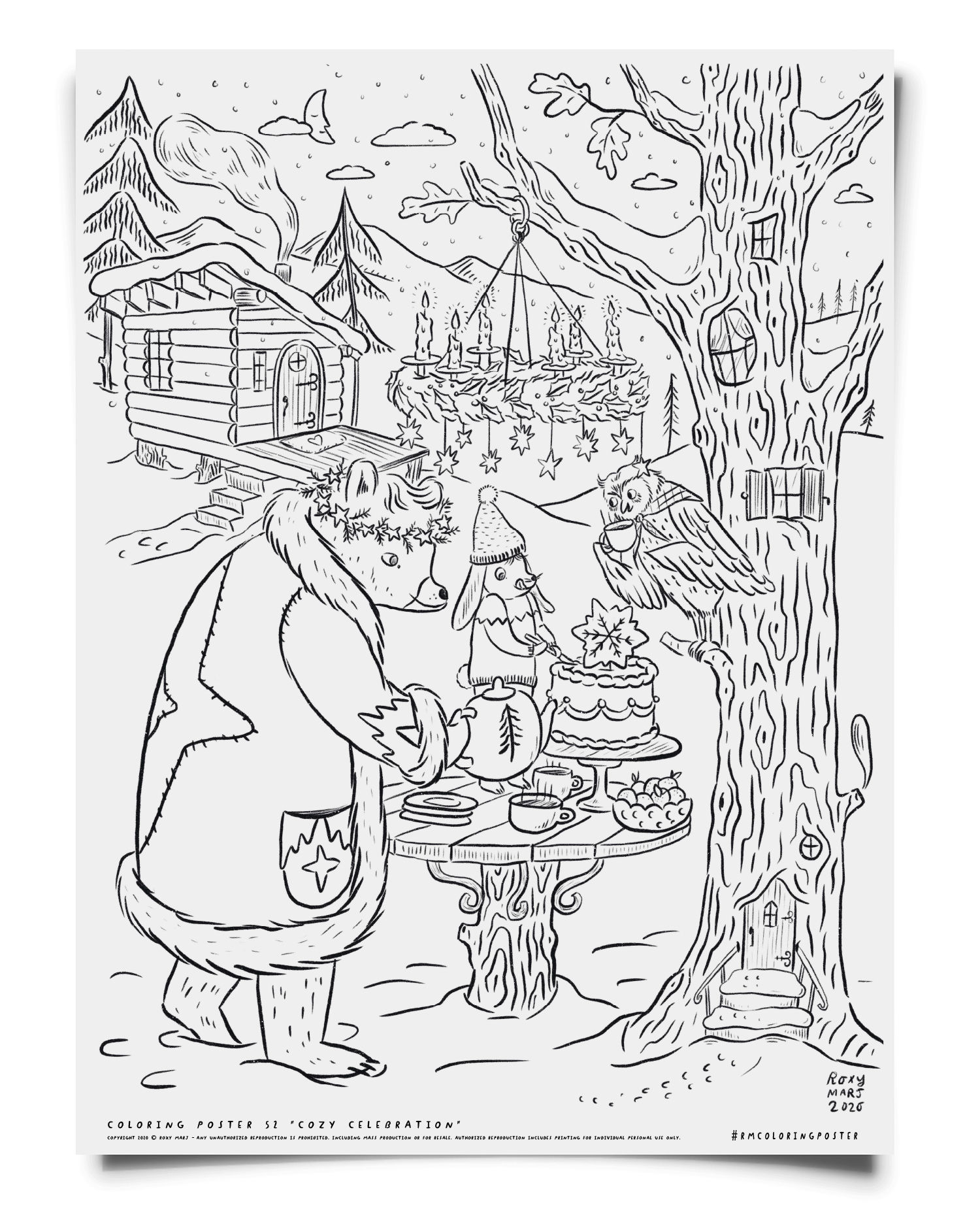 Cozy Celebration - Coloring Poster Download