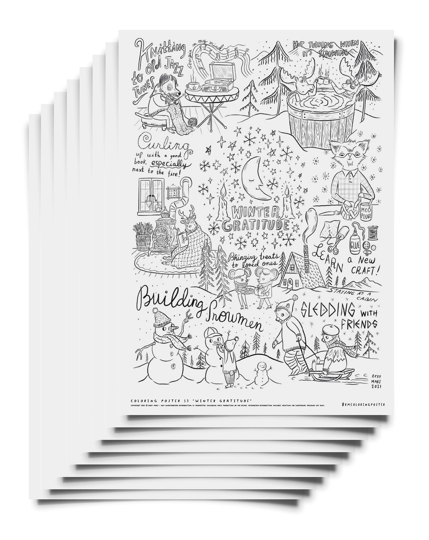 Winter Gratitude- Coloring Poster Pack Download