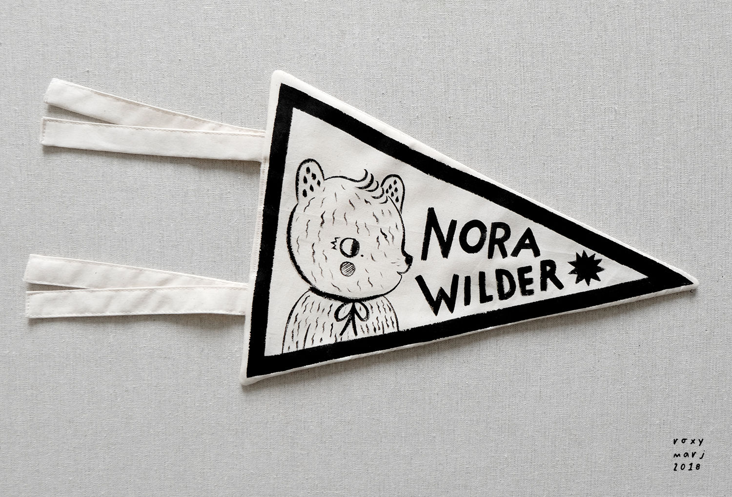 Custom Pennant w/ Name, character, 1 color