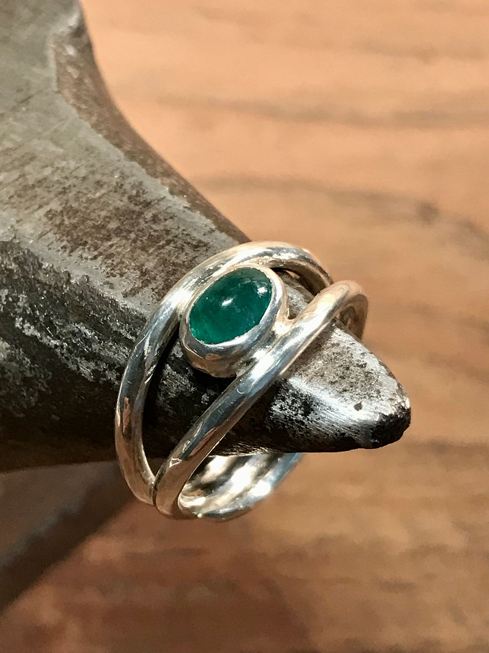 Smaragd Ring 925 Sterling Silber geschmiedet Unikat