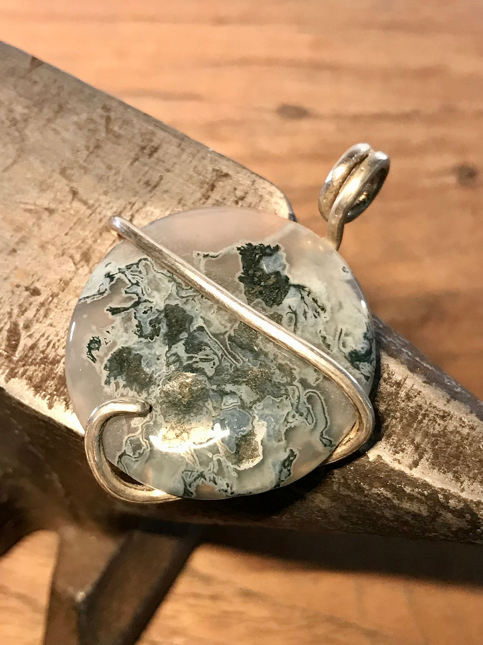 Miniaturbild: Achat Anhänger 925er Silber geschmiedet