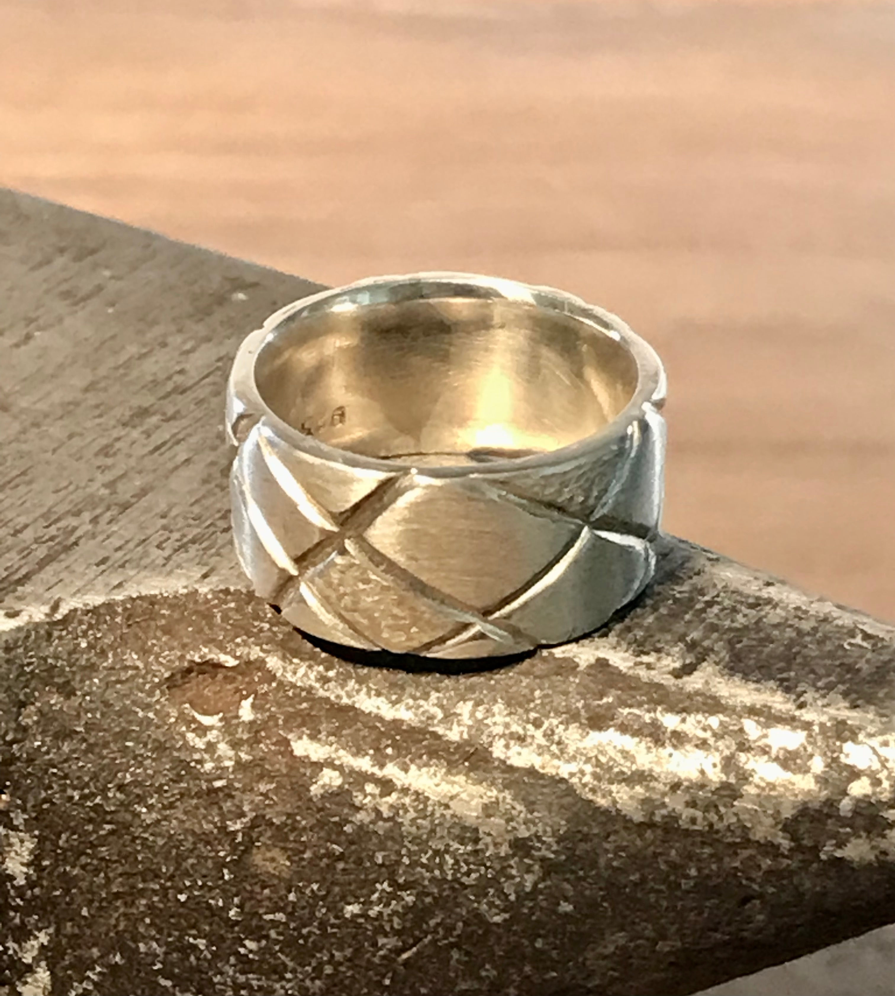Bandring 925er Sterling Silber mit asymmetrischem Muster