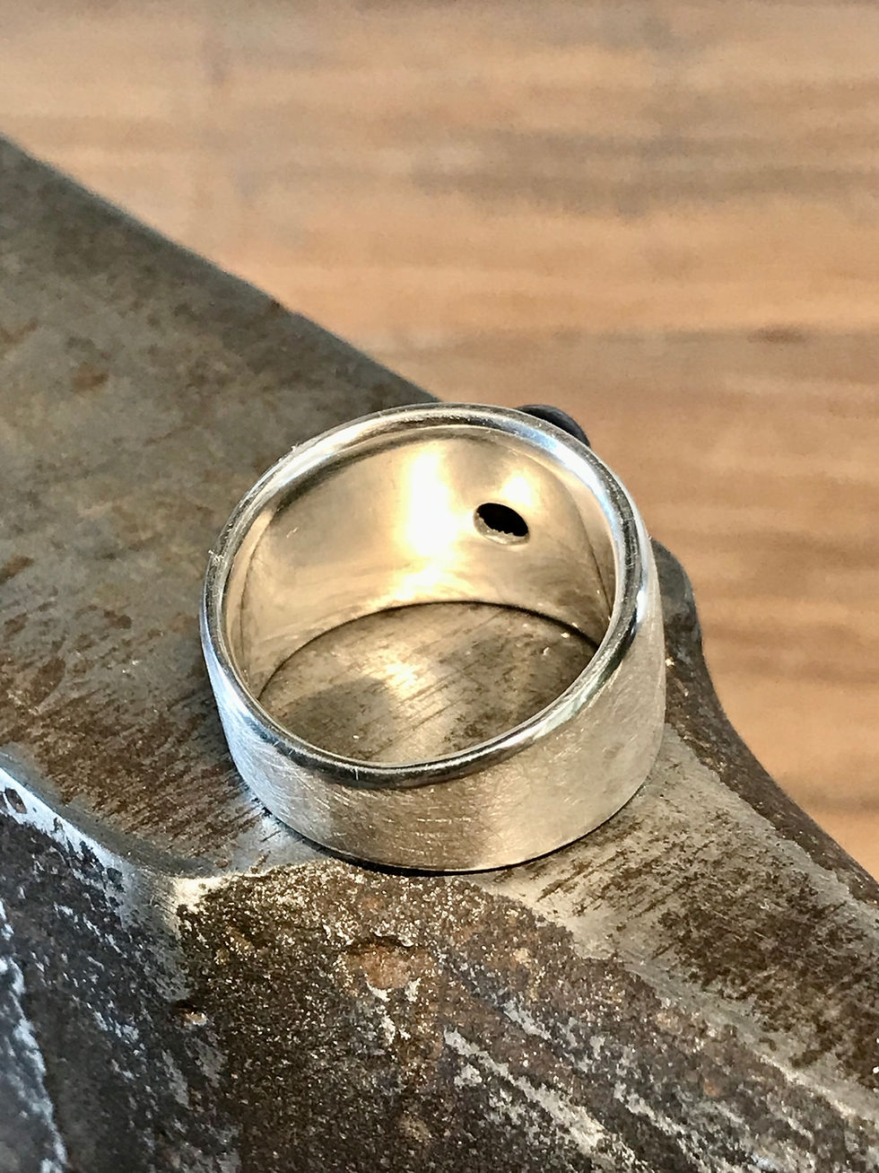 Miniaturbild: Saphir Ring 900er Gold 925er Silber geschmiedet Unikat