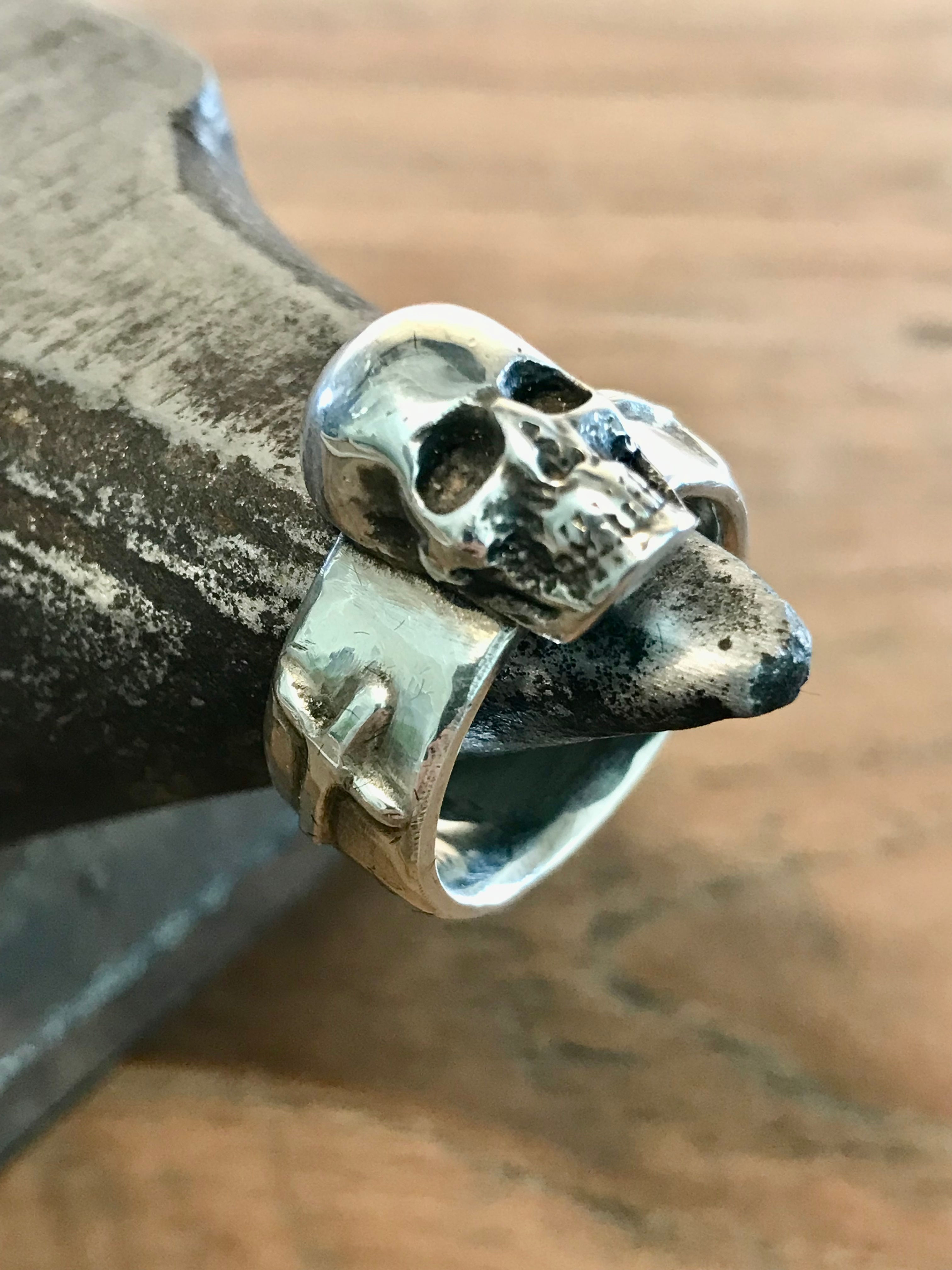 Totenkopf Ring 925er Sterling Silber geschmiedet