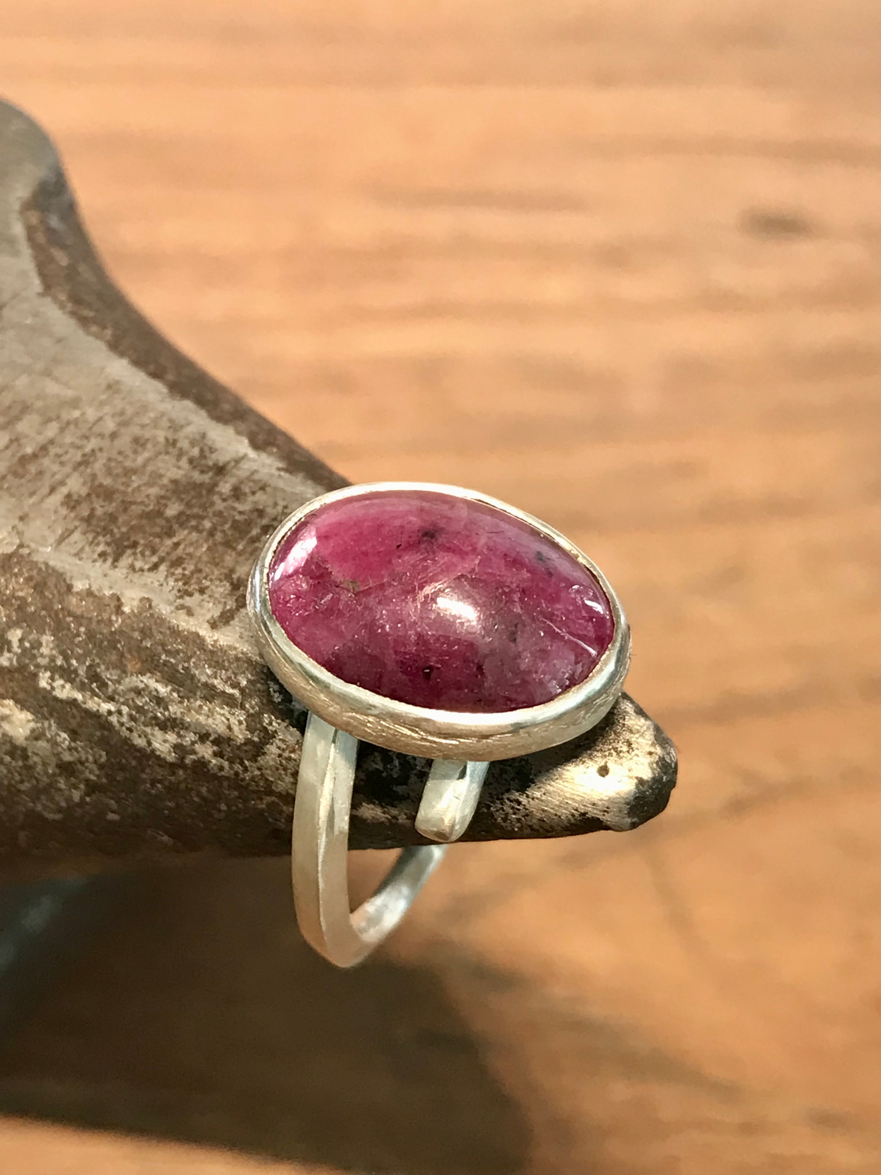 Rubin Ring 925er Sterling Silber geschmiedet