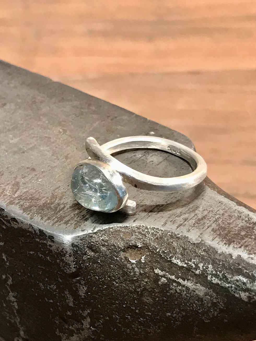 Aquamarin Ring 925er Silber größenverstellbar