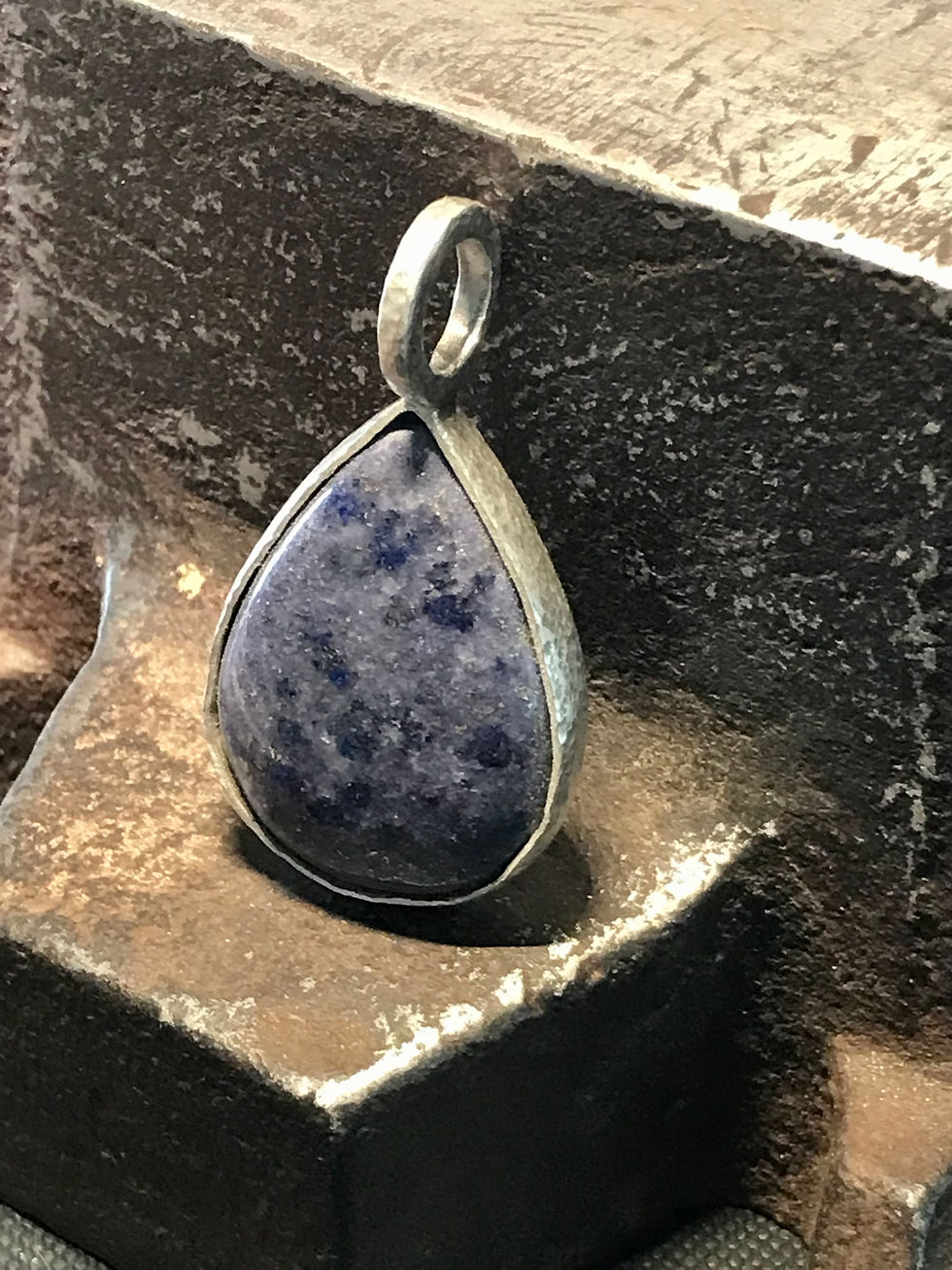 Miniaturbild: Lapis Tropfen Anhänger 925er Sterling Silber geschmiedet