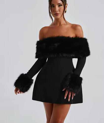 Mini Faux Fur Dress | damsel den