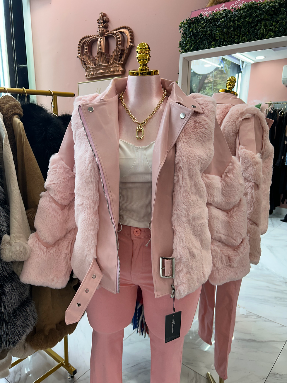 Thumbnail: Faux fox and pu leather jacket