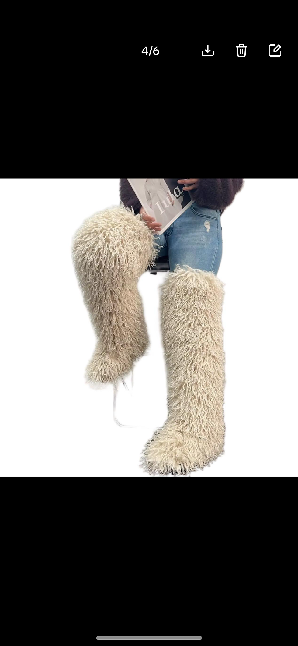 Thumbnail: Thigh high faux sheep fur  boots