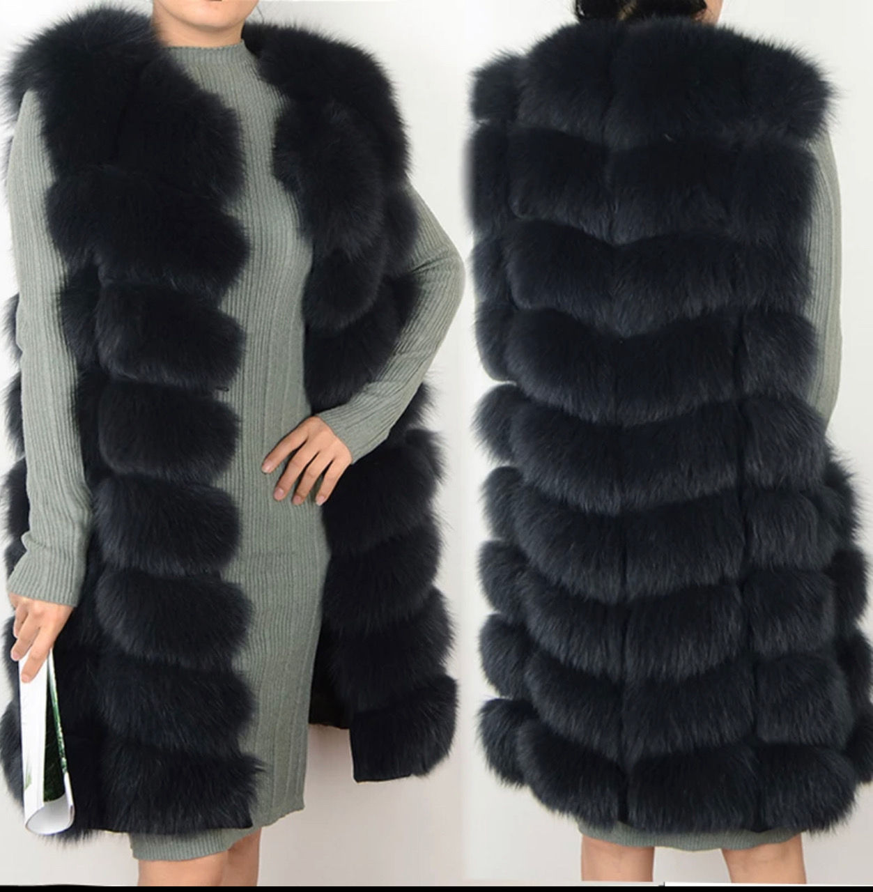 Fox Fur Vest Thigh Length