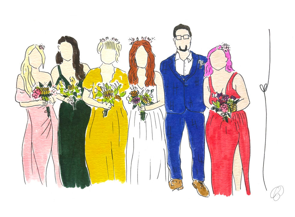 Wedding Bridal Party Illustration
