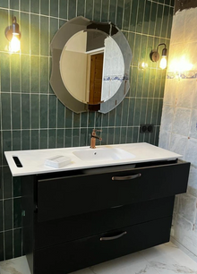 meuble vasque noir  + 2 lumières en applique - éléctricité
