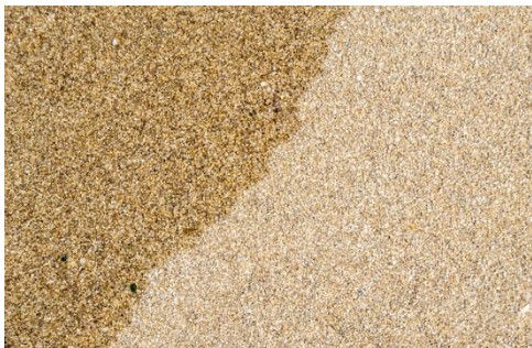 closeup of wet and dry sand