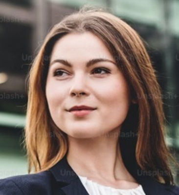 Closeup of woman with look of confidence on her face