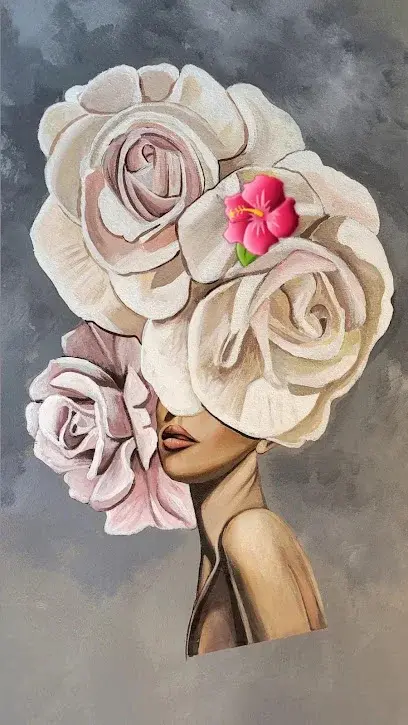 Decorative artwork at the salon