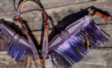 Full Brow Purple & Clear Crystal Bridle Breast Collar Set Fringe Western Horse