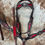 Thumbnail: Red Alligator Inlay w Buck Stitch Leather Bridle Breast Collar Wither Strap Set