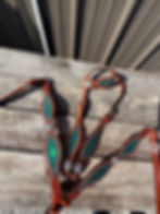 Thumbnail: One Ear Teal/Turquoise Green Medium Oil  Crystal Bridle Breast Collar Set