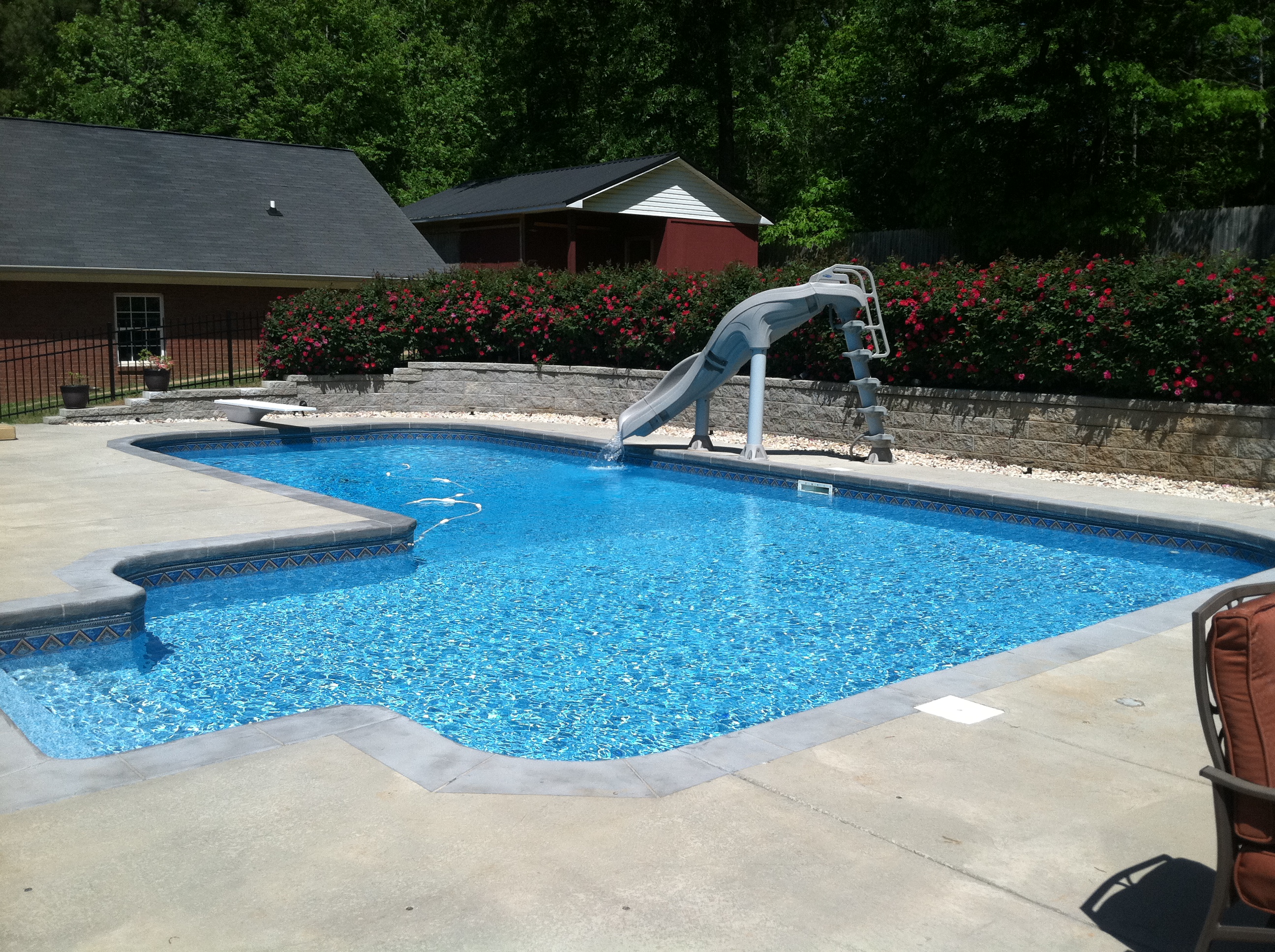 Retaining Wall Finished Around Full L Pool