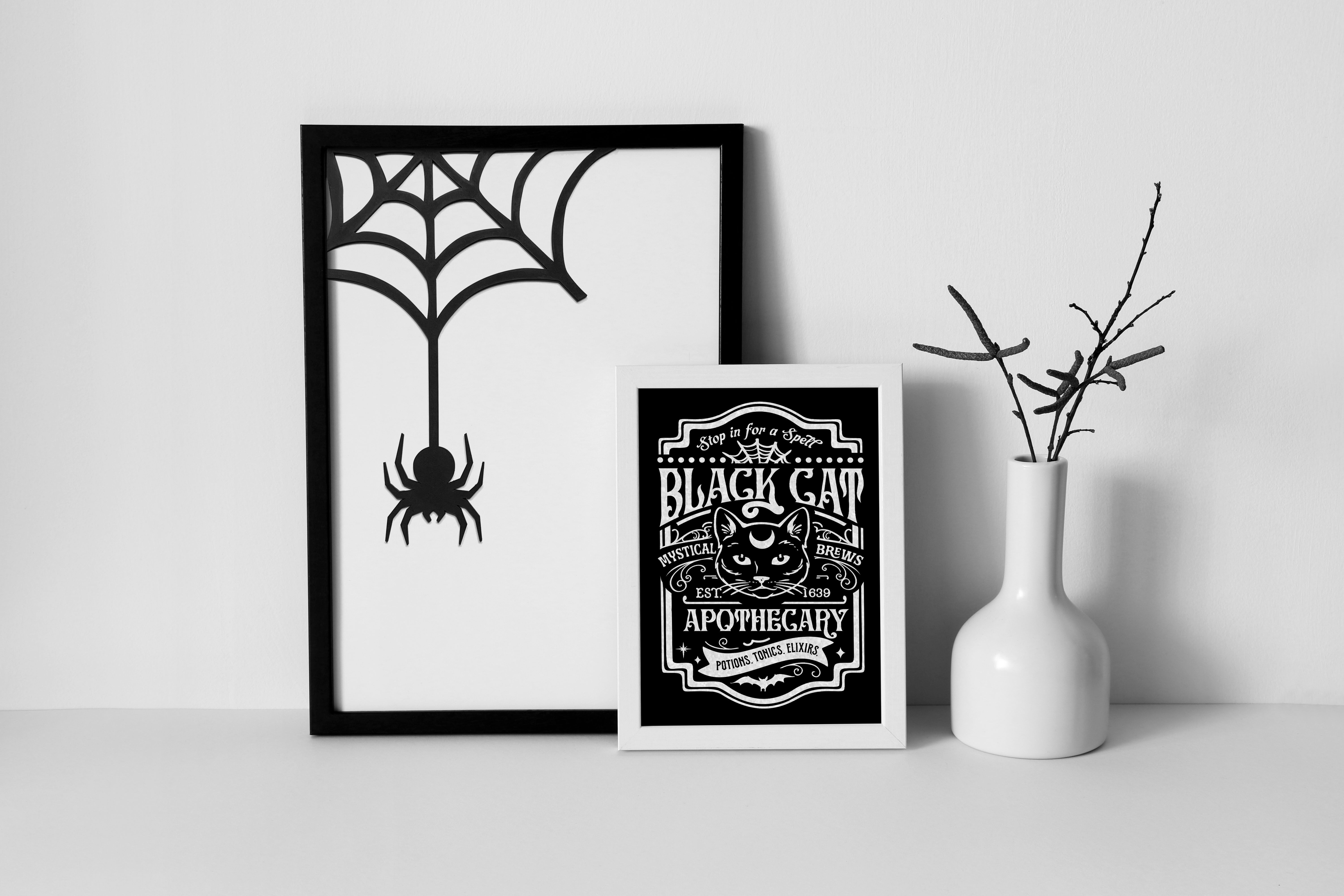 Spider & Web - Framed Halloween Decor