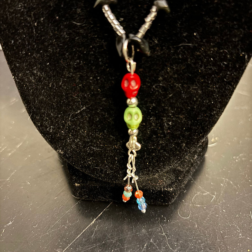 Skull Pendant, Red and Green