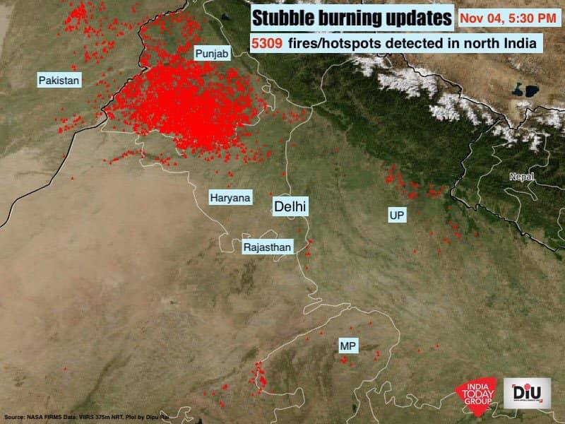 Stubble burning in Delhi, Gurgaon, Haryana, Punjab