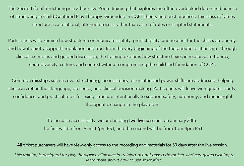 Training Alert! "The Secret Life of Structuring", January 30th, 2026. 9-12pm, 1-4pm PST on ZOOM