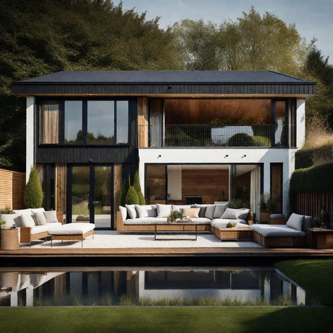 large garden design with pool