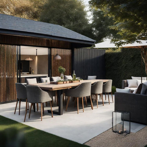garden design with outdoor dining area