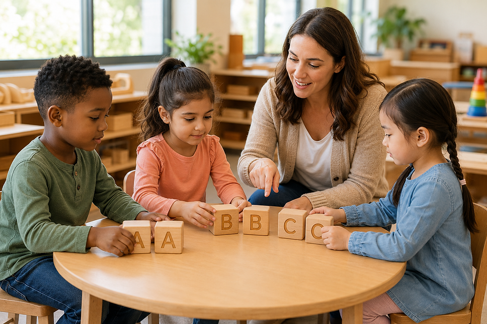 Professora alfabetizando alunos