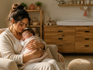 Mãe com bebê em momento de acolhimento e sono