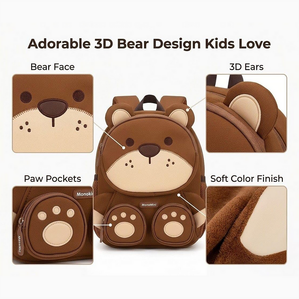 Thumbnail: 3D Animal Kids School Bag | Lightweight Toddler Backpack