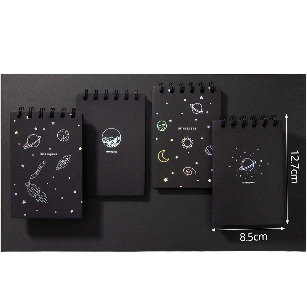 Thumbnail: Premium Spiral A6 Black Space Aesthetic Notebook | Pocket Spiral Diary