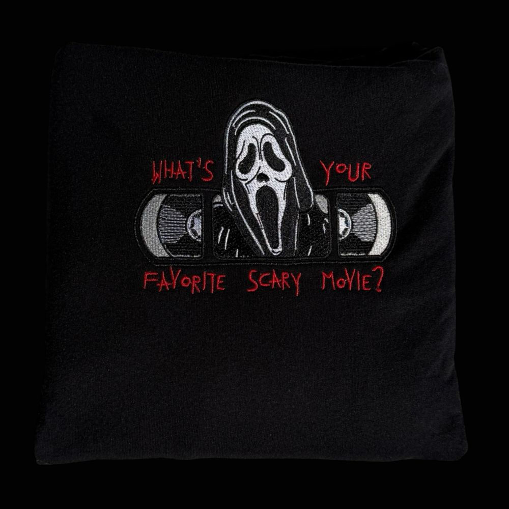 Embroidered Ghost Face Horror Collab Sweatshirt (Front & Back)