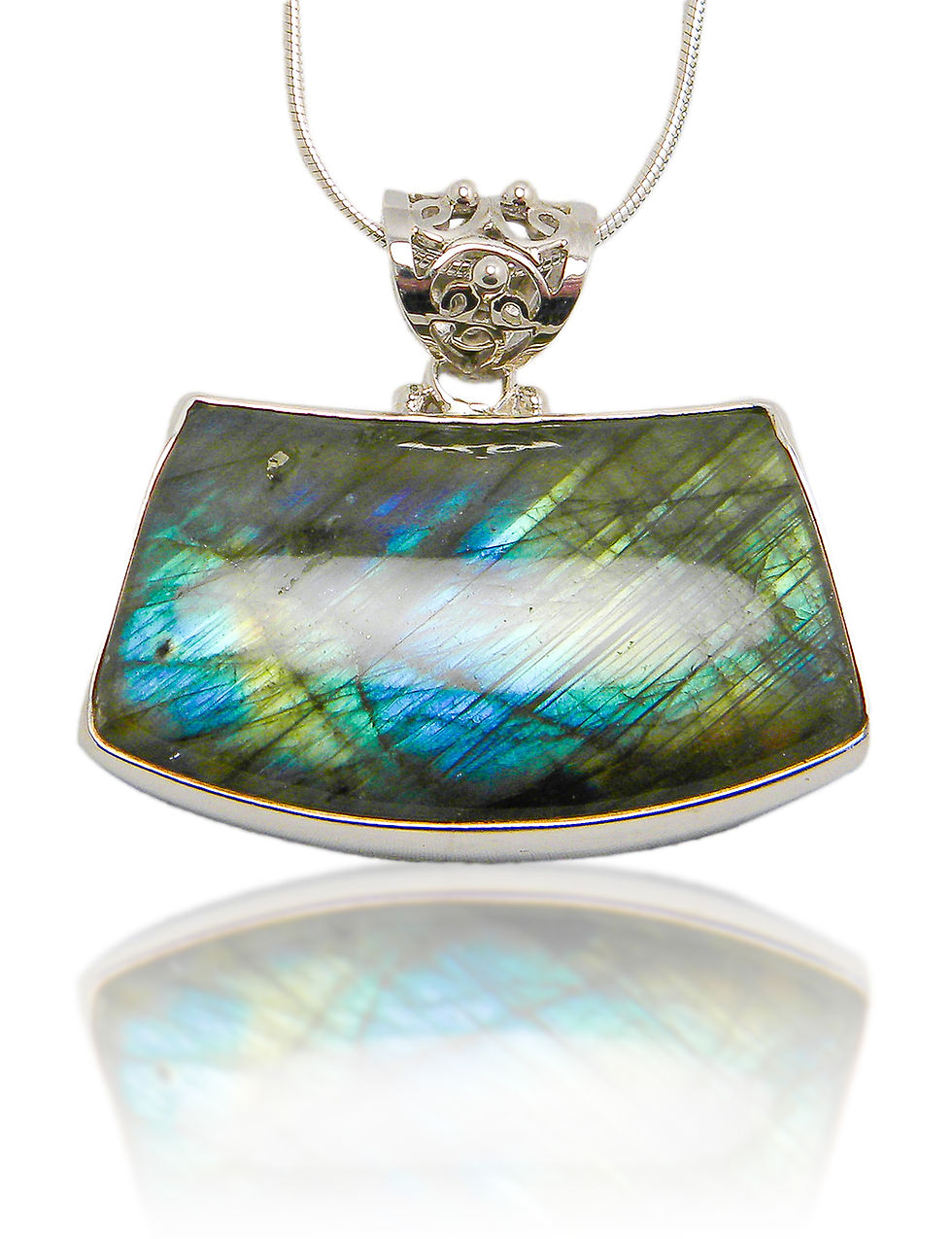 Sterling Silver Pendant with Labradorite Cabochon